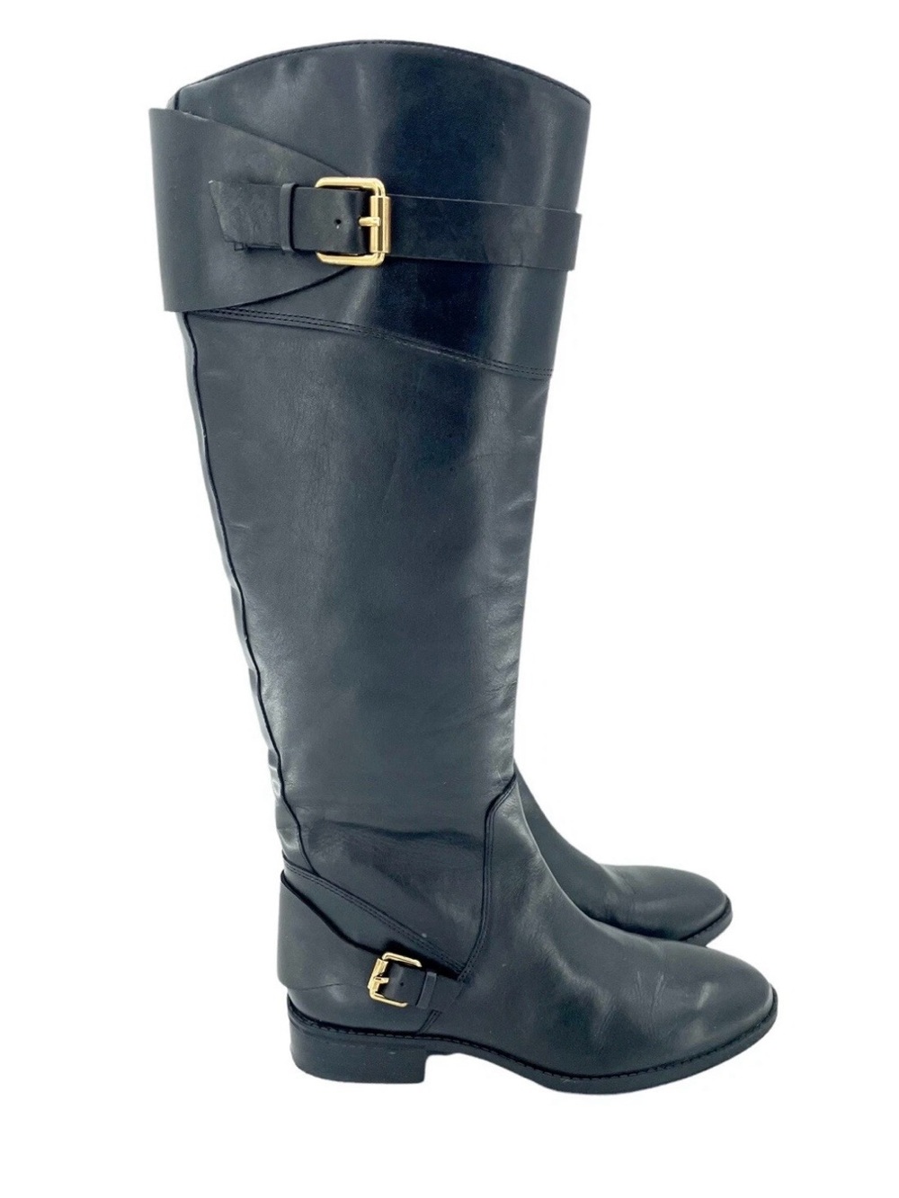 SAM EDELMAN Portman Black
Leather Buckle Ankle Strap Tall Boots